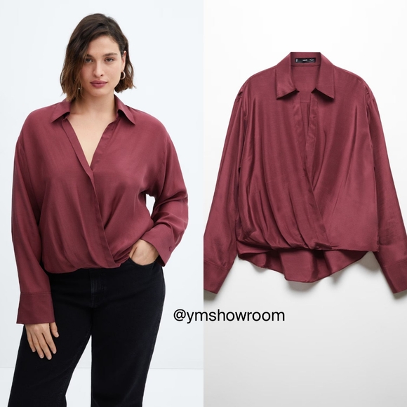 🔥Last 1🔥MANGO satin wrap style blouse - Picture 1 of 4